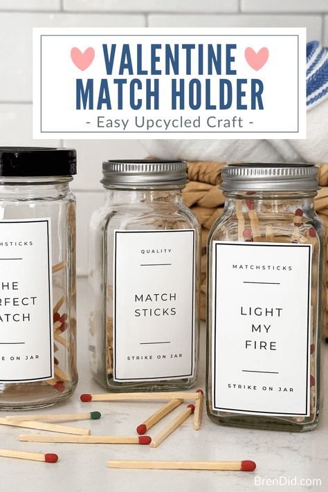 Match Jar Diy, Matches In A Jar Diy, Match Holder With Striker Diy, Matchstick Holder And Striker, Glass Match Holder, Easy Recycled Crafts, Candy Free Valentines, Rakhi Online, Match Jar