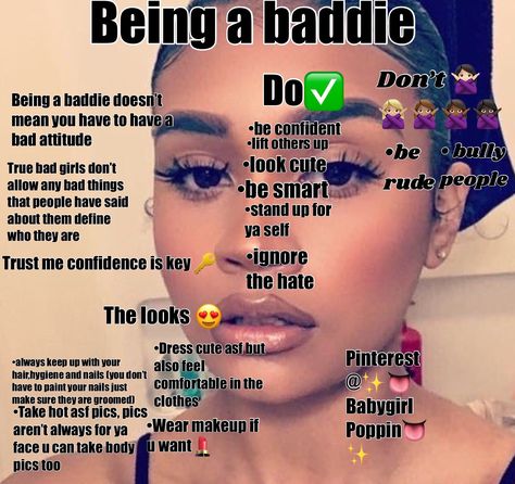 Follow me @✨Babygirl Poppin✨ Tips To Be A Baddie, How To Become A Baddie Tips, How To Look Like A Baddie Tips, Pinterest Baddie, Be A Baddie, 1000 Lifehacks, Motivational Tips, Makeup Tip, Instagram Baddie