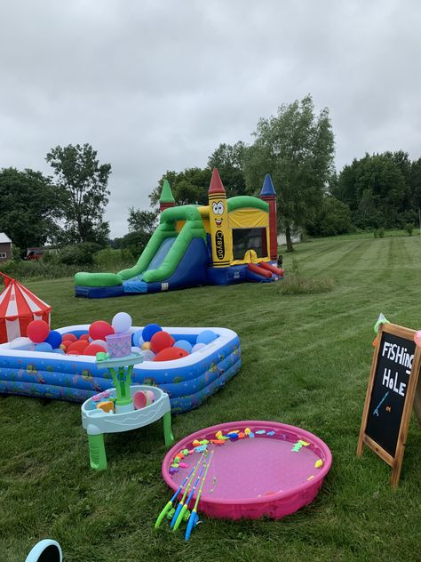 1st Birthday At Park, Kid Summer Party Ideas, Summer Kid Birthday Ideas, Outdoor 3rd Birthday Party, Backyard 3rd Birthday Party, Backyard Water Park Birthday Party, 5 Year Birthday Party Ideas Outdoor, Toddler Birthday Games Outdoor, Three Year Old Party Activities