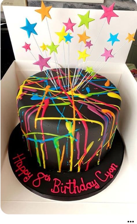 Neon Glow Cake Ideas, Neon Cake Aesthetic, Neon Theme Birthday Cake, Neon Theme Cake, Glow In The Dark Party Cake, Glow Cake Ideas, Glow In The Dark Birthday Cake, Rave Cake, Neon Cake Ideas