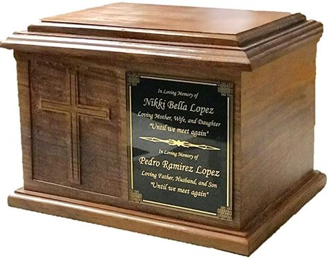 Amazon.com: Extra Large Cross Wooden Funeral Cremation Ash Urn, Companion Human Cremation Urn, Double Urn with Customized Name Plate : Home & Kitchen Companion Urns, Personalized Name Plates, Wood Urn, Engraved Cross, Wooden Urn, Wooden Crosses, Cremation Ashes, Memorial Urns, Wooden Cross