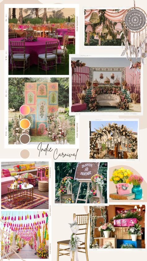 Mehndi Mood Board, Mehendi Color Palette, Mendhi Theme Decor, Haldi Boho Decor, Mehendi Mood Board, Mehendi Theme Ideas, Engagement Theme Ideas Indian, Pastel Theme Haldi Decor, Indian Wedding Mood Board Ideas