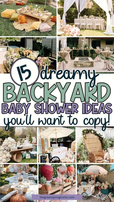 Learn the secrets to hosting a Backyard Baby Shower outside at home with elegance and style! Explore ideas for fancy baby showers in your backyard, featuring tented setups that add a touch of sophistication. With creative event planning and elegant decorations, make your baby shower a memorable and beautiful occasion. Baby Shower Outside, At Home Baby Shower Ideas, Backyard Baby Shower Ideas, Tent Baby Shower, Shower Outside, Unique Baby Shower Decorations, Fancy Baby Shower, Backyard Baby Showers, Picnic Baby Showers