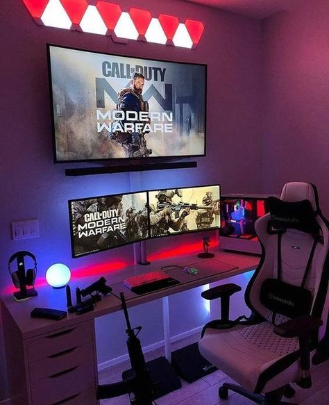 Gamer Rum, Gaming Computer Room, Boys Game Room, Gamer Bedroom, Small Game Rooms, Gaming Desk Setup, Computer Gaming Room, Gamer Setup, Pc Gaming Setup