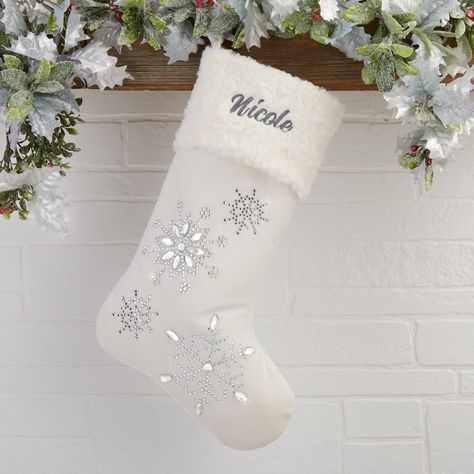 Embroidered Stocking, Embroidered Stockings, White Christmas Stockings, Personalized Stocking, Stocking Designs, Custom Stocking, Family Stockings, Personalized Throw Pillow, Embroidered Christmas