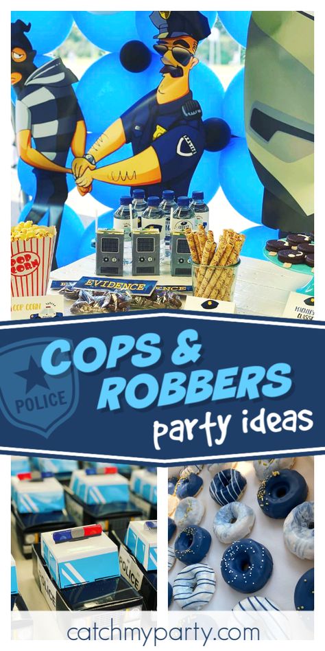 Police Food Ideas, Police Cake Pops, Police Party Games, Police Birthday Party Games, Police Party Ideas Kids, Police Party Ideas, Police Birthday Party Ideas, Cops And Robbers Birthday Party, Police Party Favors