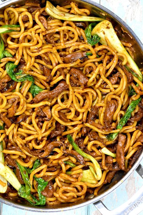 Shanghai Fried Noodles - GypsyPlate Pork Noodle Stir Fry Recipes, Pork Fried Noodles, Shanghai Noodles Recipe Chicken, Shanghai Noodles Recipe, Shanghai Noodles, Fried Noodles Recipe, Pan Fried Noodles, Pork Marinade, Pork Noodles