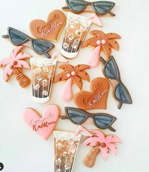 Bachelor cookies,Bridesmaids cookies, summer cookies,Hawaii cookies,cookie decor,cookie decorating Bachelor Cookies, Bridesmaids Cookies, Summer Cookies Decorated, Tropical Cookies, Cookies Summer, Bachelorette Cookies, No Bake Sugar Cookies, Beach Cookies, Decorate Cookies