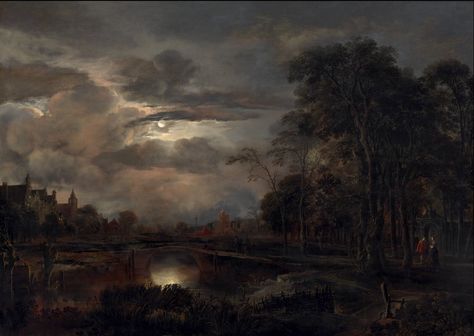 John Constable on Twitter: "Moonlit Landscape with Bridge, by Aert van der Neer c. 1648/1650 Oil on Panel (@ngadc)… " Landscape With Bridge, Moonlit Landscape, Moonlight Painting, Dutch Golden Age, Fotografi Vintage, Night Landscape, Dutch Painters, National Gallery Of Art, Happy Paintings