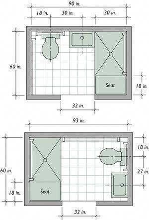 Standard Toilet Dimensions - Engineering Discoveries Small Bathroom Floor Plans, Small Bathroom Plans, Small Bathroom Layout, Bilik Air, Bathroom Dimensions, Bathroom Layouts, Bathroom Design Layout, Bathroom Plans, Bathroom Floor Plans