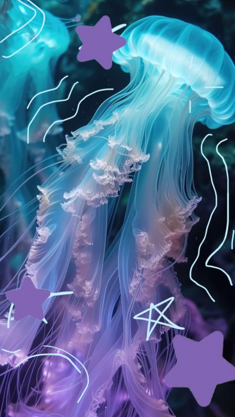 Purple, jellyfish, poster, cute, aesthetic, purple aesthetic, wallpaper, lovely, colorful, blue, light blue, blue aesthetic Y2k Blue Aesthetic, Bioluminescent Jellyfish, Pet Jellyfish, Glowing Jellyfish, Purple Jellyfish, Jellyfish Pictures, Aquarium Pictures, Jellyfish Photography, Pink Jellyfish