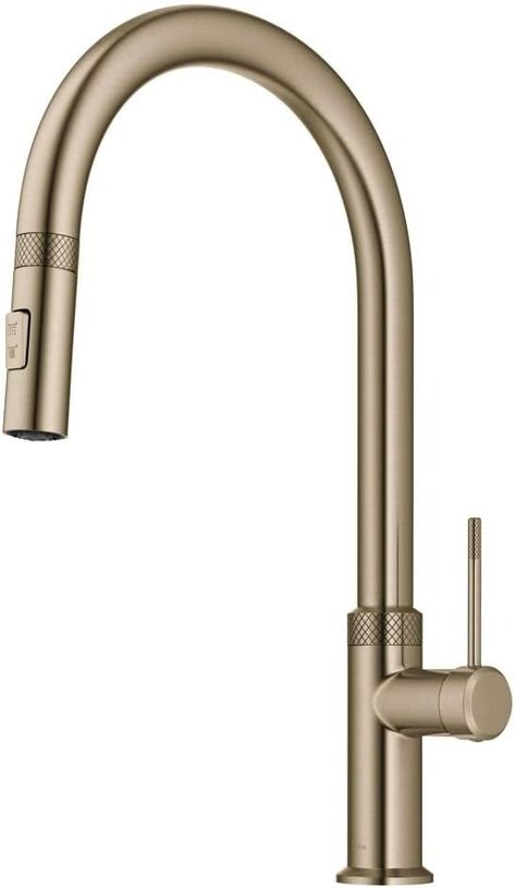 KRAUS Oletto Touchless Sensor Commercial Pull-Down Single Handle Kitchen Faucet with QuickDock Top Mount Assembly in Spot Free Antique Champagne Bronze, KSF-2631SFACB - Amazon.com Brushed Bronze Kitchen Faucet, Champagne Bronze Kitchen Faucet, Brushed Bronze Kitchen, Champagne Bronze Kitchen, Bronze Kitchen Faucet, Gold Cabinet Handles, Kitchen Pulls, Single Handle Kitchen Faucet, Champagne Bronze