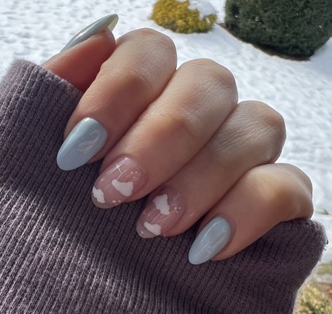 Pastel Blue Nails, Beginner Nail Designs, Cloud Nails, Nail Art Designs For Beginners, Nail 2023, Easy Nail Art Designs, Nails Art Ideas, Sky Nails, Short Gel Nails