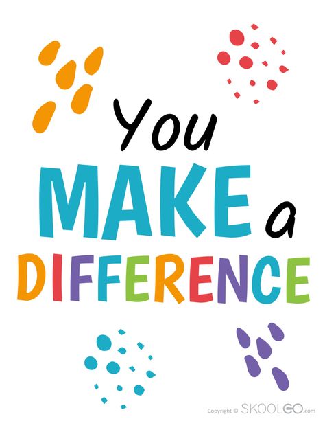 Teacher Poster Design, You Make A Difference Quotes, Classroom Posters Free, Baby Handprint Crafts, Printable Classroom Posters, Interactive Charts, You Make A Difference, First Birthday Posters, Baby Handprint