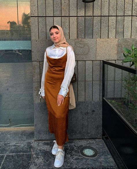 Hijabi Slip Dress Outfit, Muslim Birthday Outfit, Modest Fashion Christian, Slip Dress Outfit, Hijab Fashion Summer, Modest Casual Outfits, Belitung, Modesty Outfits, Girls Dress Outfits