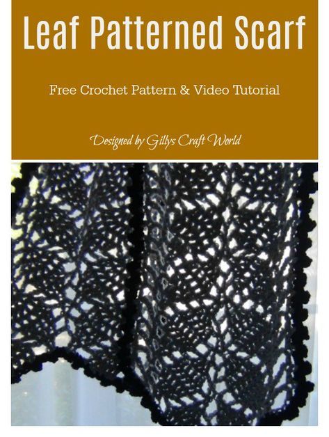 Leaf Patterned Scarf Free Crochet Pattern and Video Tutorial #freecrochetpattern #scarf #lace Crochet Prayer Shawls, Crochet Lace Scarf, Lace Inspiration, Leaf Scarf, Crochet Scarfs, Coat Blouse, Crochet Lace Edging, Scarf Patterns, Irish Crochet Dress