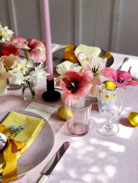 Easter table ideas | House & Garden Easter Inspired Food, Easter Mood Board, Easter Table Scape, Shabe Yalda, Easter Styling, Colorful Easter Table, Easter Brunch Table, Blown Eggs, Easter Table Decor