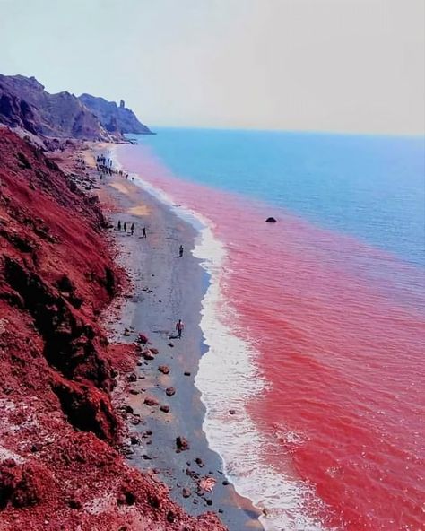 (42) Nature Wonder (@Anastasia45109) / Twitter Hormuz Island, Red Sand Beach, Iran Pictures, Persian Gulf, Iran Travel, California Wildfires, Persian Empire, Red Beach, Sustainable Tourism