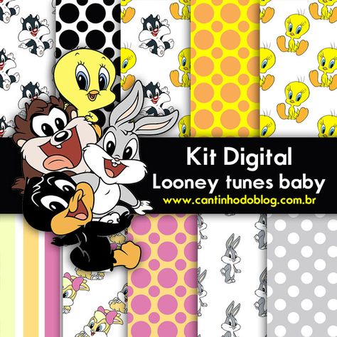 Kit digital looney tunes baby grátis para baixar - Cantinho do blog Svg Patterns, Cricut Paper Crafts, Sticker Svg, Owl Clip Art, Paper Bag Crafts, Paper Bag Puppets, Digital Paper Free, Paper Logo, Baby Looney Tunes