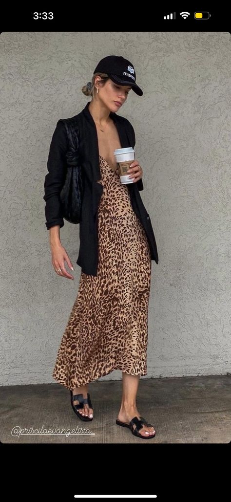 Animal Print Slip Dress Outfit, Trend Outfits, Slip Dress Outfit, Animal Print Outfits, Winter Capsule, Blazer Outfit, Style 2023, Chicago Style, Animal Print Fashion