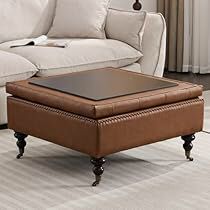 Brown leather ottoman