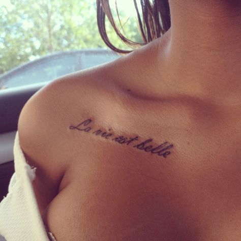 My own tattoo #la vie est belle Belle Ame Tattoo, Cest La Vie Tattoo, My Own Tattoo, Bow Tattoos, Belle Tattoo, La Tattoo, Tattoo Thigh, Own Tattoo, Bow Tattoo