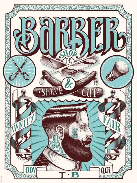 Graphic design inspiration | #961 Barbershop Poster, Barber Poster, Hairdresser Tattoos, Vintage Hairdresser, Luxe Logo, Barber Tattoo, Barber Man, Barber Logo, Barbershop Design