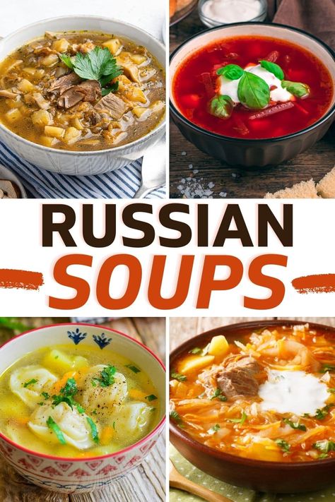 These authentic Russian soups are hearty and delicious! From potato leek to beef barley to traditional borscht, bring a taste of Russia to your kitchen with these bowls. Authentic Russian Recipes, Russian Diet, Russian Soup Recipes, Best Borscht Soup Recipe, Russian Soups, Russian Food Recipes, Borscht Soup Recipe, Russian Borscht Soup, Soups Easy