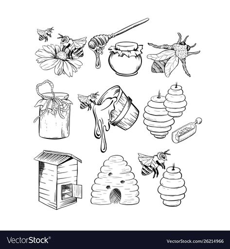 Honey Jar Sketch, Honey Hive Tattoo, Honey Spoon Tattoo, Bee And Honey Tattoo, Honey Pot Tattoo Simple, Honey Jar Drawing, Small Honey Jar Tattoo, Honey Tattoo Ideas, Honeypot Tattoo