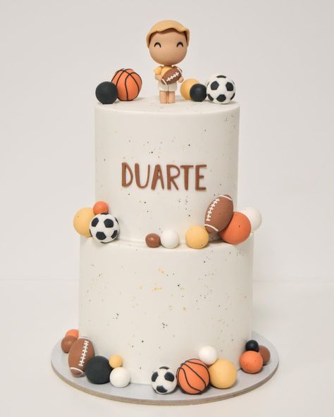 Simple Sports Cake, Ball Theme Cake 2nd Birthday, Sports First Birthday Cake, First Birthday Ball Theme, Born Two Ball Birthday Cake, Born 2 Ball Birthday Cake, Ball Themed Birthday Party Boys, Sports Theme Birthday Cake, Ball Cakes For Boys