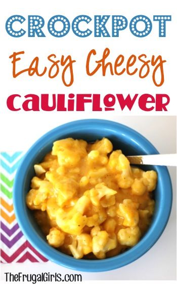 Crockpot Easy Cheesy Cauliflower Recipe! Cheesy Cauliflower Recipes, Easy Cheesy Cauliflower, Fall Crockpot, Crockpot Ribs, Crockpot Dinners, Frugal Girls, Dinner Side, Cheesy Cauliflower, Cauliflower Recipe