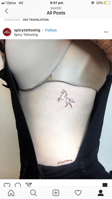 Small Horse Tattoo, A Small Tattoo, Animal Tattoos For Women, Horse Tattoo Design, Cowgirl Tattoos, Unicorn Tattoos, Mini Tattoo, Inspiration Tattoos, Horse Tattoo