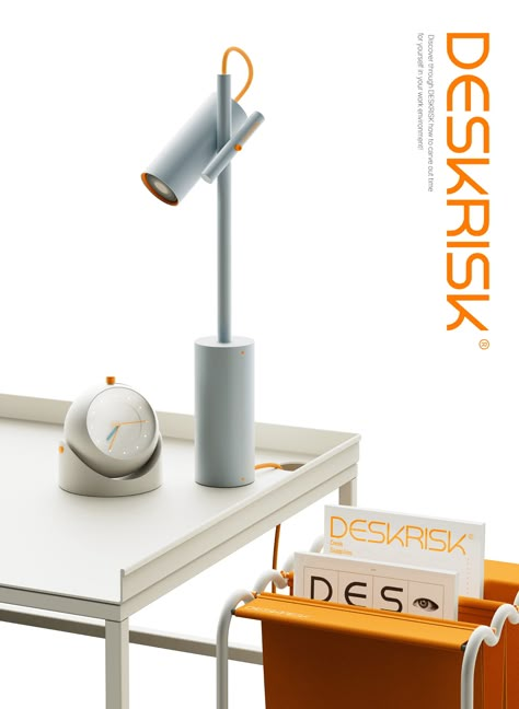 DESKRISK :: Behance Product Rendering, Metal Furniture Design, Proper Posture, Creative Poster Design, Table Lamp Design, Prop Design, Sound Design, Metal Furniture, Concept Architecture