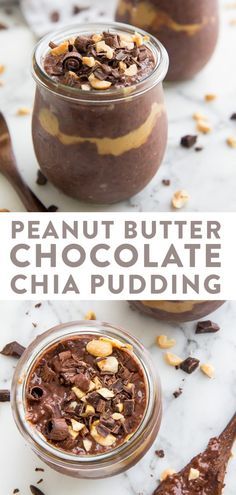 Chocolate Peanut Butter Chia Pudding, Healthy Chia Seed Pudding, Peanut Butter Chia Pudding, Pudding Ideas, Pudding Desserts Recipes, Clean Eating Vegetarian Recipes, Clean Eating Vegetarian, Chia Recipe, Chocolate Chia Pudding