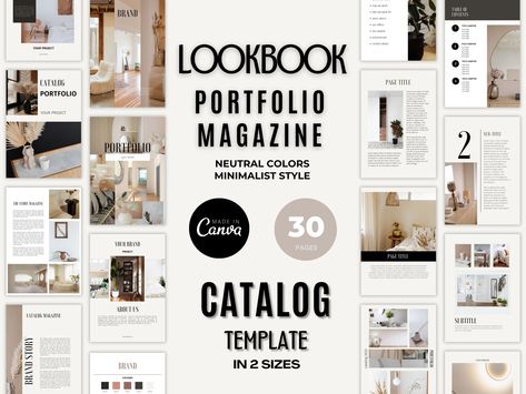 Lookbook Template Portfolio Template Lead Magnet Brand Identity Minimalist Catalog Template Canva Lookbook Home Decor Catalog Canva Lookbook, Lookbook Template, Catalog Template, Template Portfolio, Home Decor Catalogs, Catalog Cover, Brand Presentation, Portfolio Template, Content Page