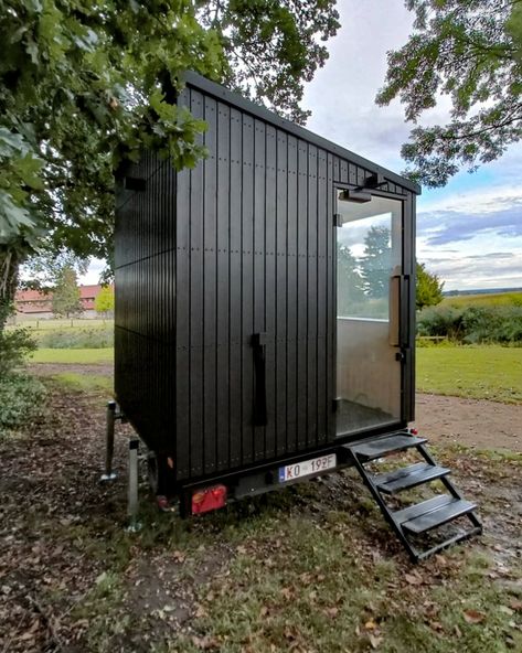 Scandinavian Sauna, Sauna Wood Stove, Scandinavian Saunas, Mobile Sauna, Portable Sauna, Minimal Furniture, Sauna Design, Timber Walls, Outdoor Sauna