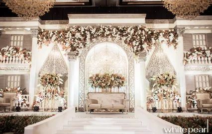 The Westin Jakarta Java Ballroom 2023.07.01 by White Pearl Decoration Wedding Ballroom Decor, Dekor Pelaminan, Pelamin Nikah, Indoor Wedding Decorations, Engagement Stage Decoration, Nikah Decor, Javanese Wedding, Reception Stage Decor, Wedding Hall Decorations