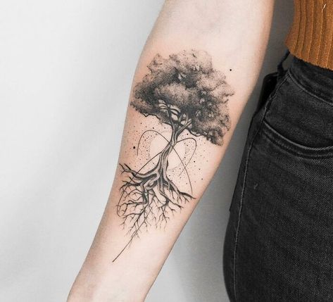 Tattoos That Mean Growth, Woman Tree Tattoo, Tattoo That Represents Growth, Mother Earth Tattoo, Tree Roots Tattoo, New Beginning Tattoo, Roots Tattoo, 42 Tattoo, Earth Tattoo