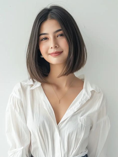 Medium Straight Bob Haircut, Sharp Long Bob, Layered Bob Asian Hair, Straight Shoulder Length Haircuts, Long Bob Haircuts Round Face, Bob Haircut For Long Face Shape, Long Bob Asian Hair, Long Bob Haircuts For Thick Hair Shoulder Length Medium Layered, Long Bob Haircuts For Thick Hair