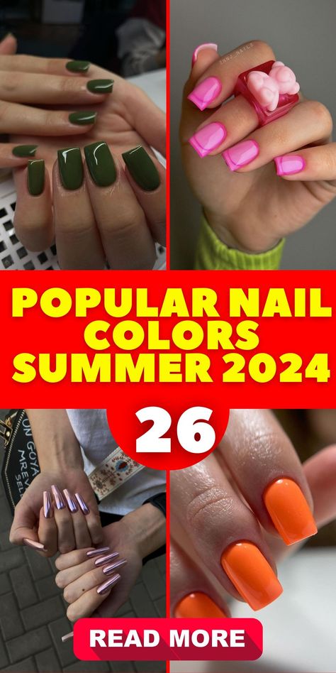 Top Nail Colors for Summer 2024: Explore Trendy Styles and Bold Shades Popular Nail Colors 2024, Summer Dip Nails 2024, Current Nail Trends, Nail Colors Summer, Nail Colors For Summer, Latest Nail Colours, Dip Polish, Dip Nail Colors, Nail Paint Shades