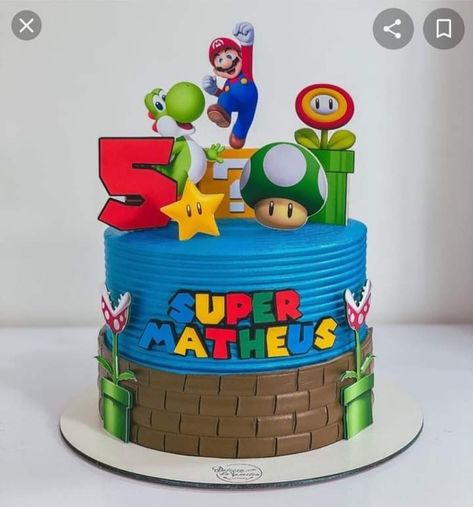 Super Mario Bros Party Ideas, Princess Peach Party, Mario Bros Birthday Party Ideas, Mario Birthday Cake, Mario Bros Cake, Thomas Cakes, Super Mario Cake, Super Mario Bros Party, Mario Cake