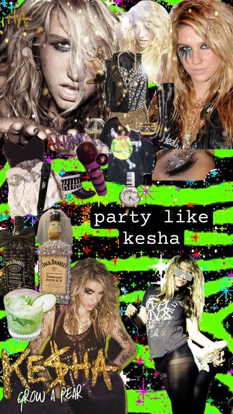 Kesha Aesthetic Y2k, Kesha Birthday Party, Kesha Themed Party, Kesha Core Aesthetic, Kesha Party Aesthetic, Ke$ha Aesthetic, Kesha Concert Outfit Ideas, Kesha Aesthetic 2010, Kesha 2000s