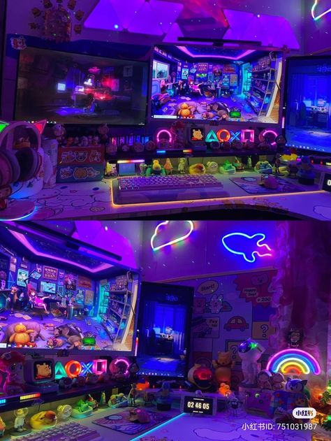 Trippy Game Room, Nerd Bedroom, Black Light Room, Mario Room, Bedroom Board, Small Guest Bedroom, Video Game Decor, Room Aesthetics, Retro Room