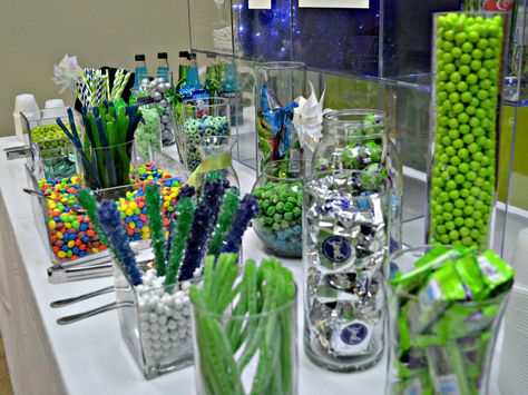 The Seahawks-themed candy bar was a huge hit with all our guests. And of course we had Skittles! Seahawks Food, Swim Team Party, Seahawks Party, Hawks Game, Seahawks Super Bowl, Family Dress, 12 Birthday, Football Theme Party, Dj Dance