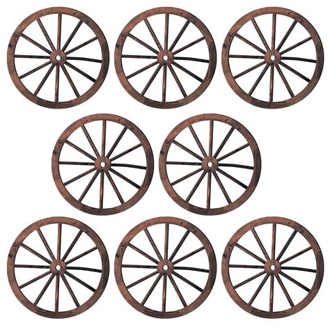 PRICES MAY VARY. Package Includes: you will receive 8 wagon wheels for outdoor indoor decor, which you can utilize to create different combinations of shapes to inspire you and give your home an artistic atmosphere Material Details: the old wood wall decor is not easy to fade or bend and has a serviceable frame that will stay with you for a long time; It can be utilized to decorate many areas and add a vintage charm Suitable for Displaying: the wood wagon wheels for outdoor decoration measures a Wagon Wheel Wall Decor, Rustic Yard Decor, Wheel Wall Decor, Western Party Decorations, Wooden Wagon Wheels, Wood Wagon, Old Western, Birthday Party Background, Old Wagons