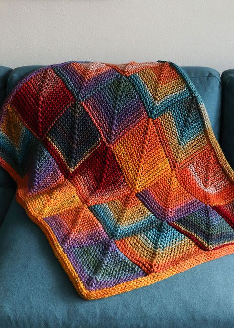 Garter Stitch Blanket Pattern, Miter Square Knit Blanket, Sock Yarn Blanket Knit, Mitered Crochet Blanket, Knitted Afghan Squares, Mitred Squares Knitting Blanket, Striped Knit Blanket, Knit Mitered Square Blanket, Mitered Square Knitting