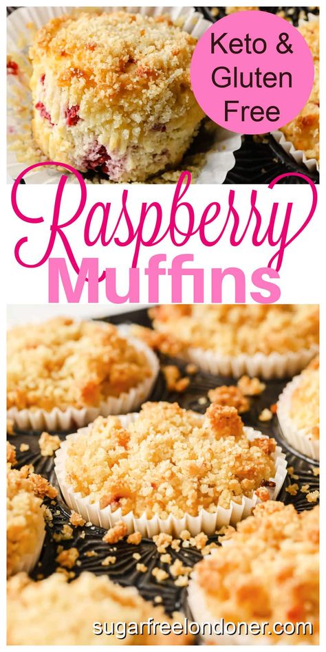 Keto Lemon Raspberry Muffins, Keto Streusel, Keto Raspberry Muffins, Sf Desserts, Raspberry Streusel Muffins, Gi Foods, Keto Raspberry, Lemon Raspberry Muffins, Keto Muffins