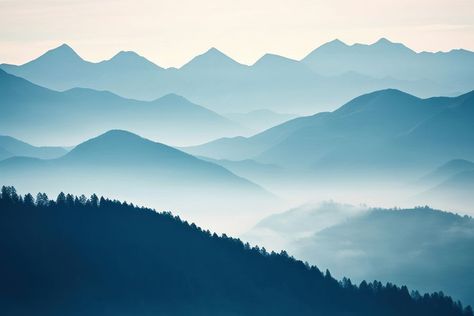 Misty mountain range colourful landscape panoramic outdoors.  | premium image by rawpixel.com / juju. Colourful Landscape, Panoramic Landscape, Misty Mountain, Work Art, Blue Clouds, 4k Background, Colorful Landscape, Mountain Range, Yearbook