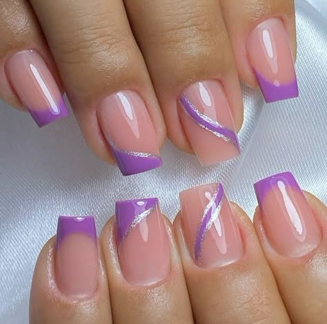 Fancy Nail Art, Nail Tip Designs, Summer Gel Nails, Fake Nails Designs, Elegant Nail Art, Gel Nail Art Designs, French Manicure Nails, Purple Nail Designs, Fancy Nails Designs