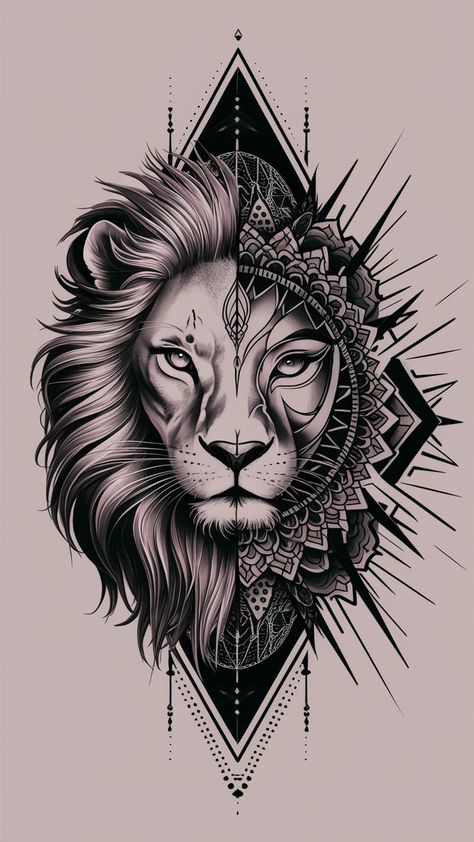 Unleash your inner strength with this stunning tattoo concept that embodies the essence of femininity and power. Featuring a fierce lioness with a flowing, majestic mane, this design symbolizes unwavering courage and boldness. Intricate mandalas and geometric shapes intertwine with the lioness, representing the complexity and beauty of the female spirit Fierce Lioness, Alchemy Elements, Feminine Tattoo, Female Tattoo, Unique Tattoo, Feminine Tattoos, Bike Art, Unique Tattoos, Inner Strength